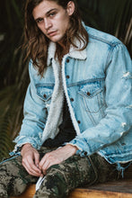 Load image into Gallery viewer, Sherpa Denim Trucker - Blue